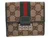 Authentic GUCCI Web Sherry Line Wallet GG Canvas Leather 146195 Brown 0448K