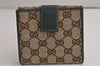 Authentic GUCCI Web Sherry Line Wallet GG Canvas Leather 146195 Brown 0448K