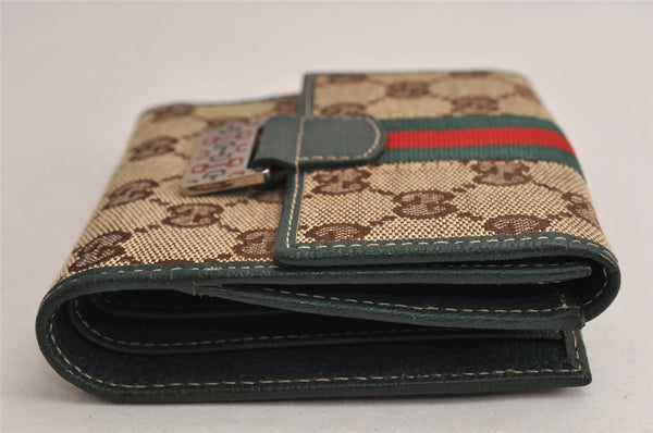 Authentic GUCCI Web Sherry Line Wallet GG Canvas Leather 146195 Brown 0448K