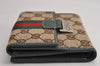 Authentic GUCCI Web Sherry Line Wallet GG Canvas Leather 146195 Brown 0448K