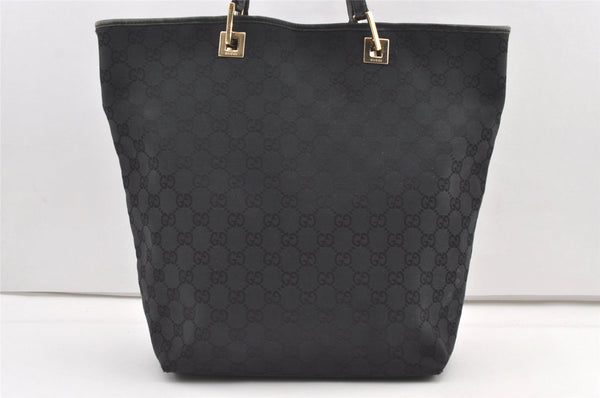 Authentic GUCCI Vintage Shoulder Tote Bag GG Canvas Leather 0021098 Black 0449K