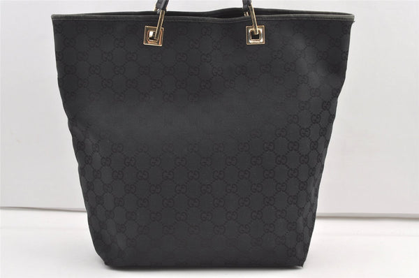 Authentic GUCCI Vintage Shoulder Tote Bag GG Canvas Leather 0021098 Black 0449K