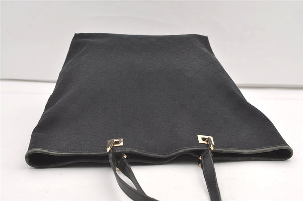 Authentic GUCCI Vintage Shoulder Tote Bag GG Canvas Leather 0021098 Black 0449K