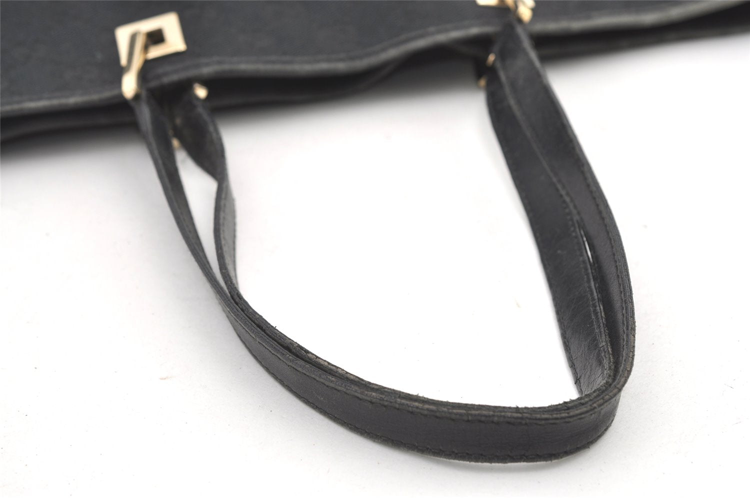 Authentic GUCCI Vintage Shoulder Tote Bag GG Canvas Leather 0021098 Black 0449K