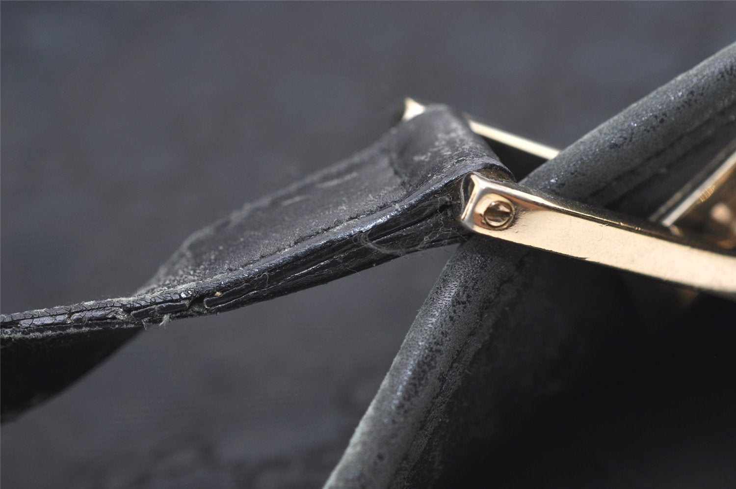 Authentic GUCCI Vintage Shoulder Tote Bag GG Canvas Leather 0021098 Black 0449K