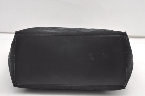 Authentic GUCCI Vintage Shoulder Tote Bag GG Canvas Leather 0021098 Black 0449K