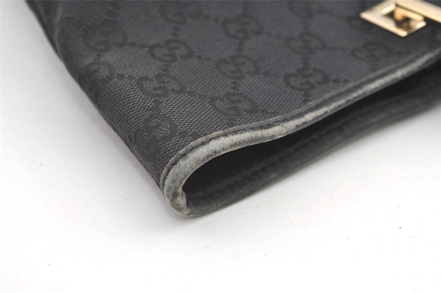 Authentic GUCCI Vintage Shoulder Tote Bag GG Canvas Leather 0021098 Black 0449K