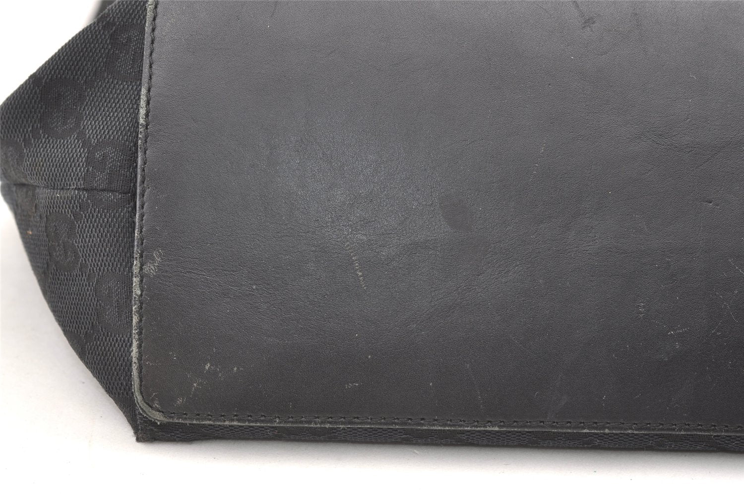 Authentic GUCCI Vintage Shoulder Tote Bag GG Canvas Leather 0021098 Black 0449K