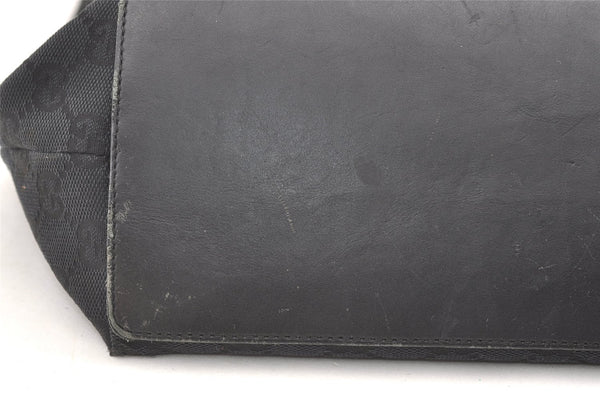 Authentic GUCCI Vintage Shoulder Tote Bag GG Canvas Leather 0021098 Black 0449K