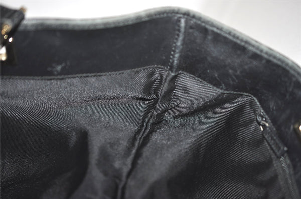 Authentic GUCCI Vintage Shoulder Tote Bag GG Canvas Leather 0021098 Black 0449K