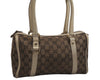 Authentic GUCCI Abbey Hand Boston Bag GG Canvas Leather Brown 130942 Junk 0452K