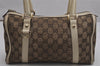 Authentic GUCCI Abbey Hand Boston Bag GG Canvas Leather Brown 130942 Junk 0452K