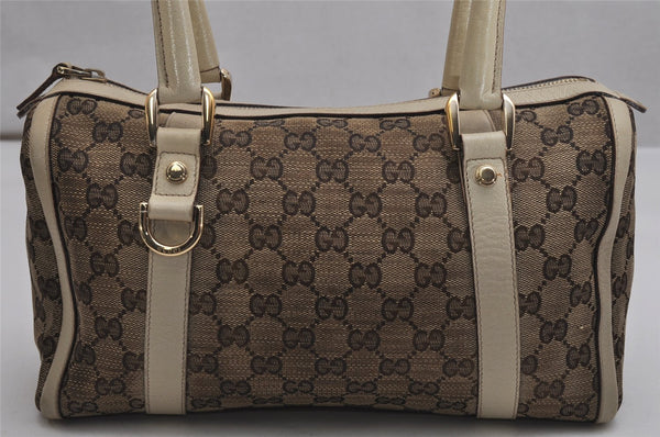 Authentic GUCCI Abbey Hand Boston Bag GG Canvas Leather Brown 130942 Junk 0452K