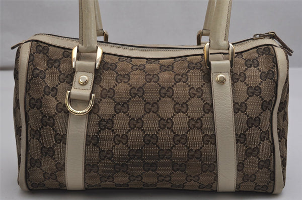 Authentic GUCCI Abbey Hand Boston Bag GG Canvas Leather Brown 130942 Junk 0452K