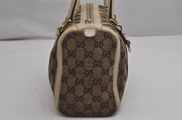 Authentic GUCCI Abbey Hand Boston Bag GG Canvas Leather Brown 130942 Junk 0452K