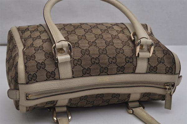 Authentic GUCCI Abbey Hand Boston Bag GG Canvas Leather Brown 130942 Junk 0452K