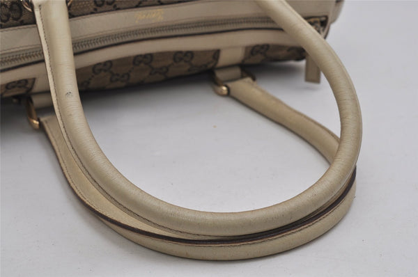 Authentic GUCCI Abbey Hand Boston Bag GG Canvas Leather Brown 130942 Junk 0452K