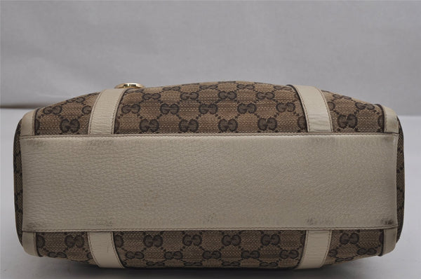Authentic GUCCI Abbey Hand Boston Bag GG Canvas Leather Brown 130942 Junk 0452K