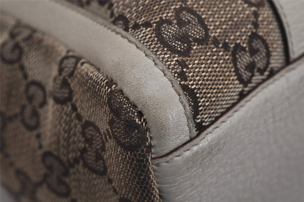 Authentic GUCCI Abbey Hand Boston Bag GG Canvas Leather Brown 130942 Junk 0452K