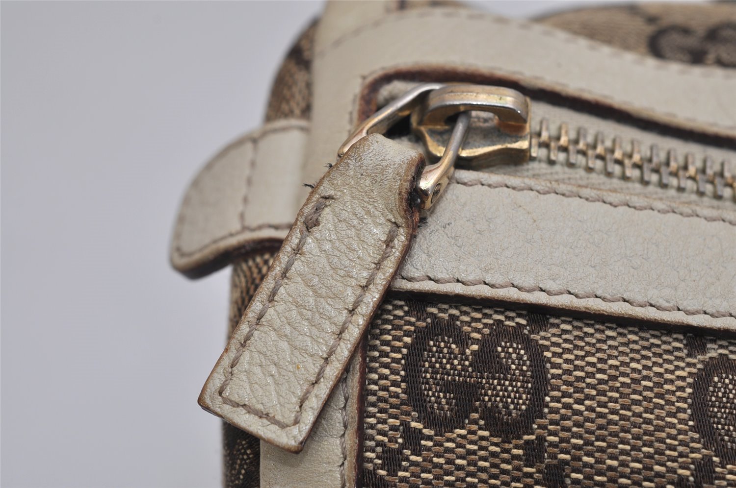 Authentic GUCCI Abbey Hand Boston Bag GG Canvas Leather Brown 130942 Junk 0452K