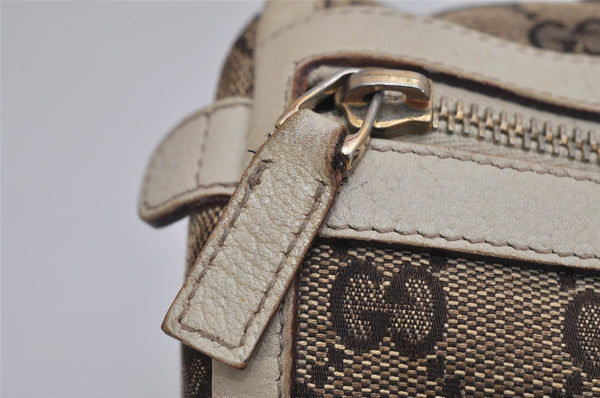 Authentic GUCCI Abbey Hand Boston Bag GG Canvas Leather Brown 130942 Junk 0452K