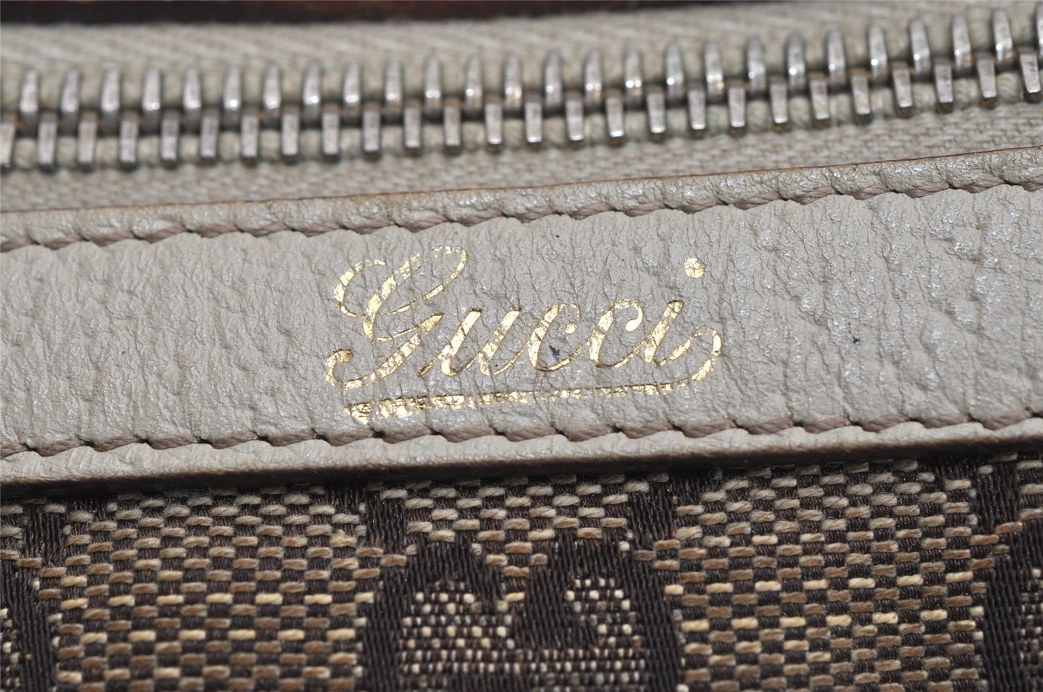 Authentic GUCCI Abbey Hand Boston Bag GG Canvas Leather Brown 130942 Junk 0452K