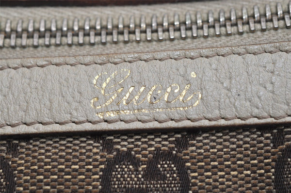 Authentic GUCCI Abbey Hand Boston Bag GG Canvas Leather Brown 130942 Junk 0452K