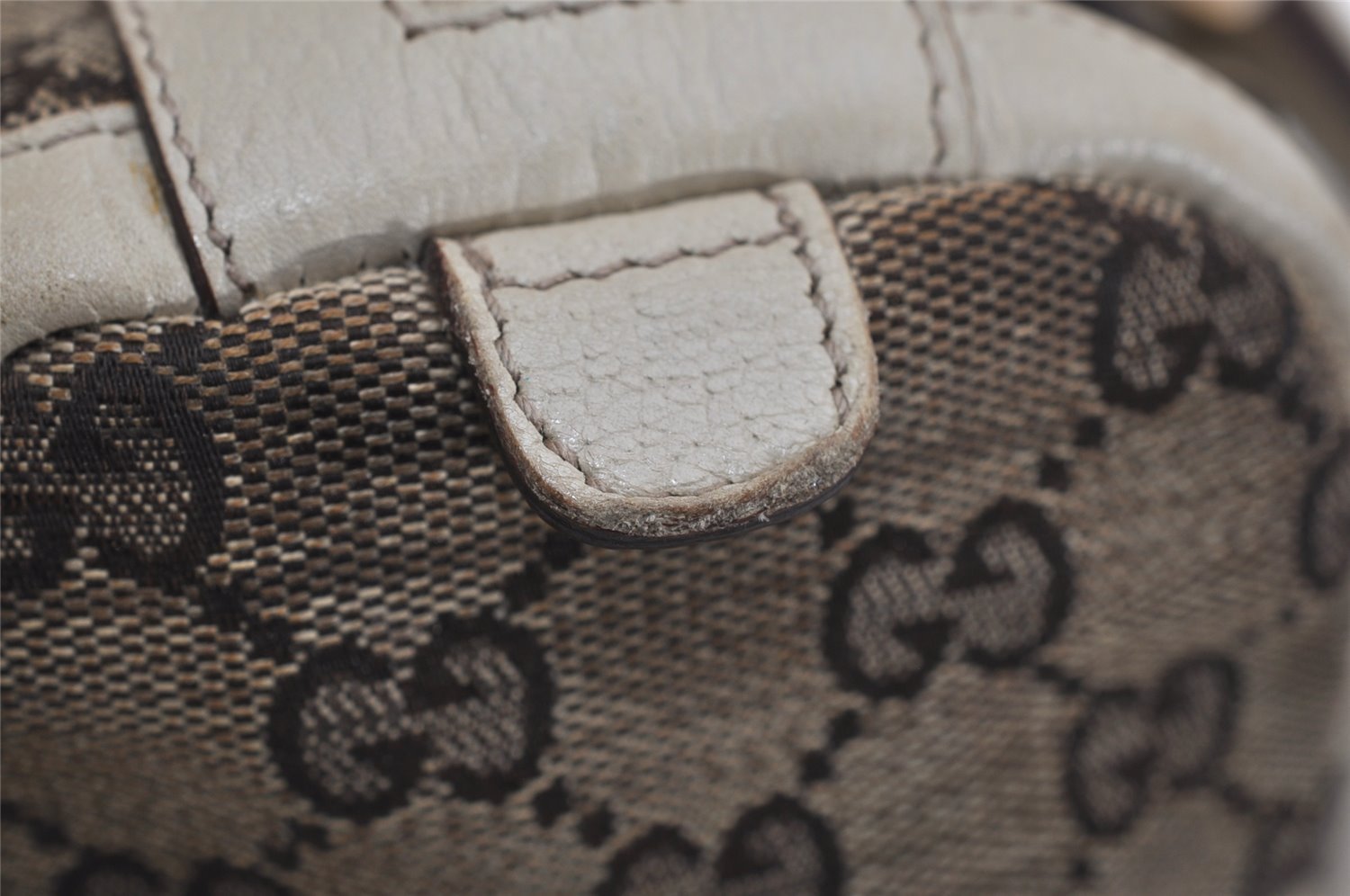 Authentic GUCCI Abbey Hand Boston Bag GG Canvas Leather Brown 130942 Junk 0452K