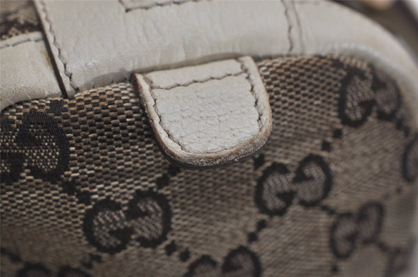 Authentic GUCCI Abbey Hand Boston Bag GG Canvas Leather Brown 130942 Junk 0452K