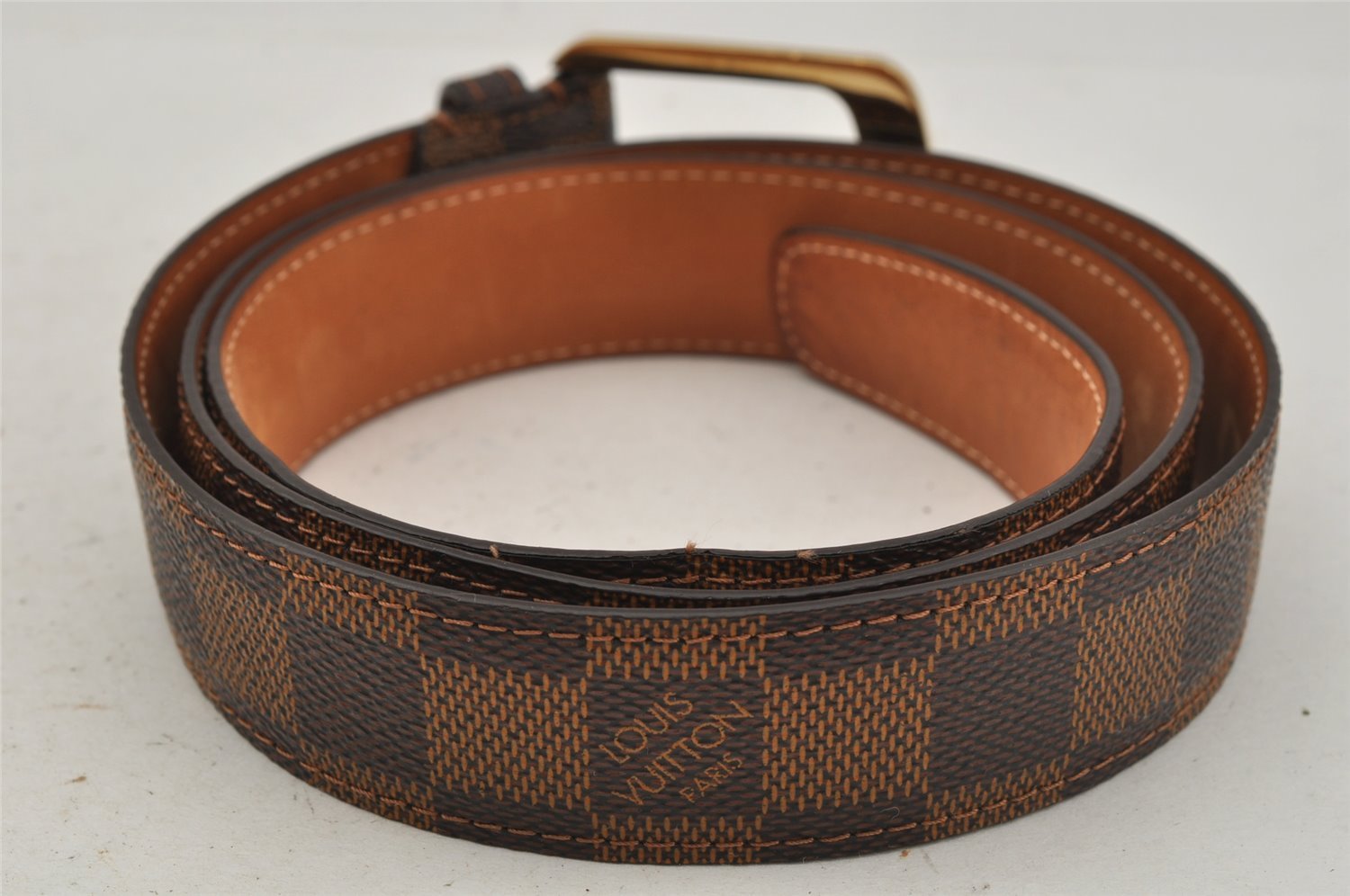 Auth Louis Vuitton Damier Ceinture Ellipse Belt 100cm 39.4