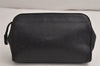 Authentic CHANEL Caviar Skin CC Logo Cosmetic Pouch Purse Black Junk 0453K