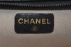 Authentic CHANEL Caviar Skin CC Logo Cosmetic Pouch Purse Black Junk 0453K