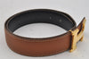 Authentic HERMES Constance Leather Belt Size 65cm 25.6" Brown Black 0454J