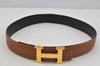 Authentic HERMES Constance Leather Belt Size 65cm 25.6" Brown Black 0454J