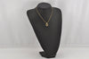 Authentic Christian Dior Gold Tone Chain Rhinestone Pendant Necklace CD 0456K