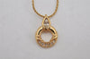 Authentic Christian Dior Gold Tone Chain Rhinestone Pendant Necklace CD 0456K