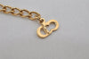 Authentic Christian Dior Gold Tone Chain Rhinestone Pendant Necklace CD 0456K