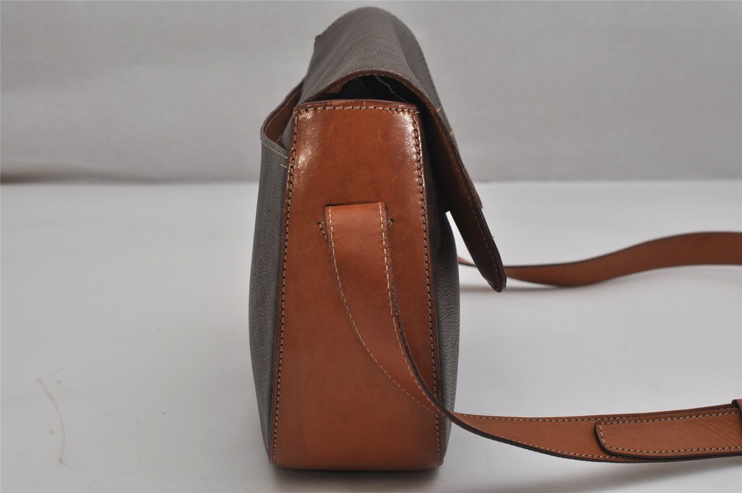 Authentic CELINE Macadam Blason Shoulder Cross Body Bag PVC Leather Brown 0457K