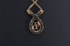 Authentic Christian Dior Gold Tone Chain Rhinestone Pendant Necklace CD 0458K