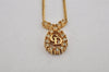 Authentic Christian Dior Gold Tone Chain Rhinestone Pendant Necklace CD 0458K