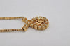 Authentic Christian Dior Gold Tone Chain Rhinestone Pendant Necklace CD 0458K