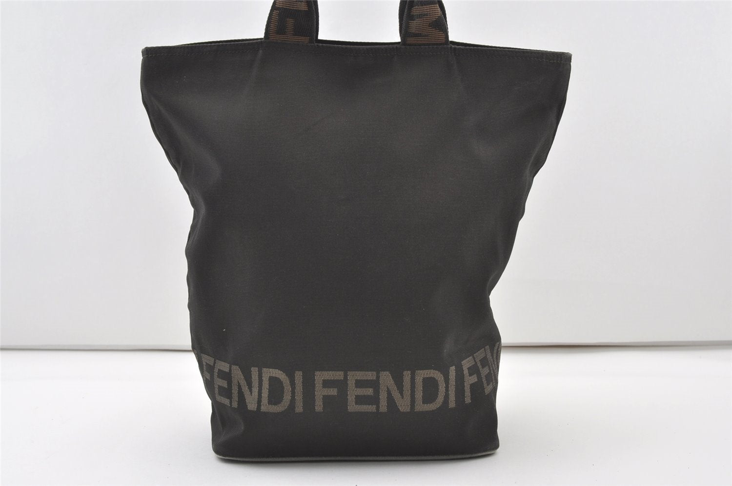 Authentic FENDI Vintage Nylon Leather Hand Tote Bag Black 0459J