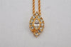 Authentic Christian Dior Gold Tone Chain Rhinestone Pendant Necklace CD 0459K