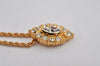 Authentic Christian Dior Gold Tone Chain Rhinestone Pendant Necklace CD 0459K