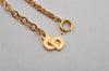 Authentic Christian Dior Gold Tone Chain Rhinestone Pendant Necklace CD 0459K