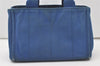 Authentic PRADA Vintage Canapa SS Canvas Tote Hand Bag Purse Blue 0462J