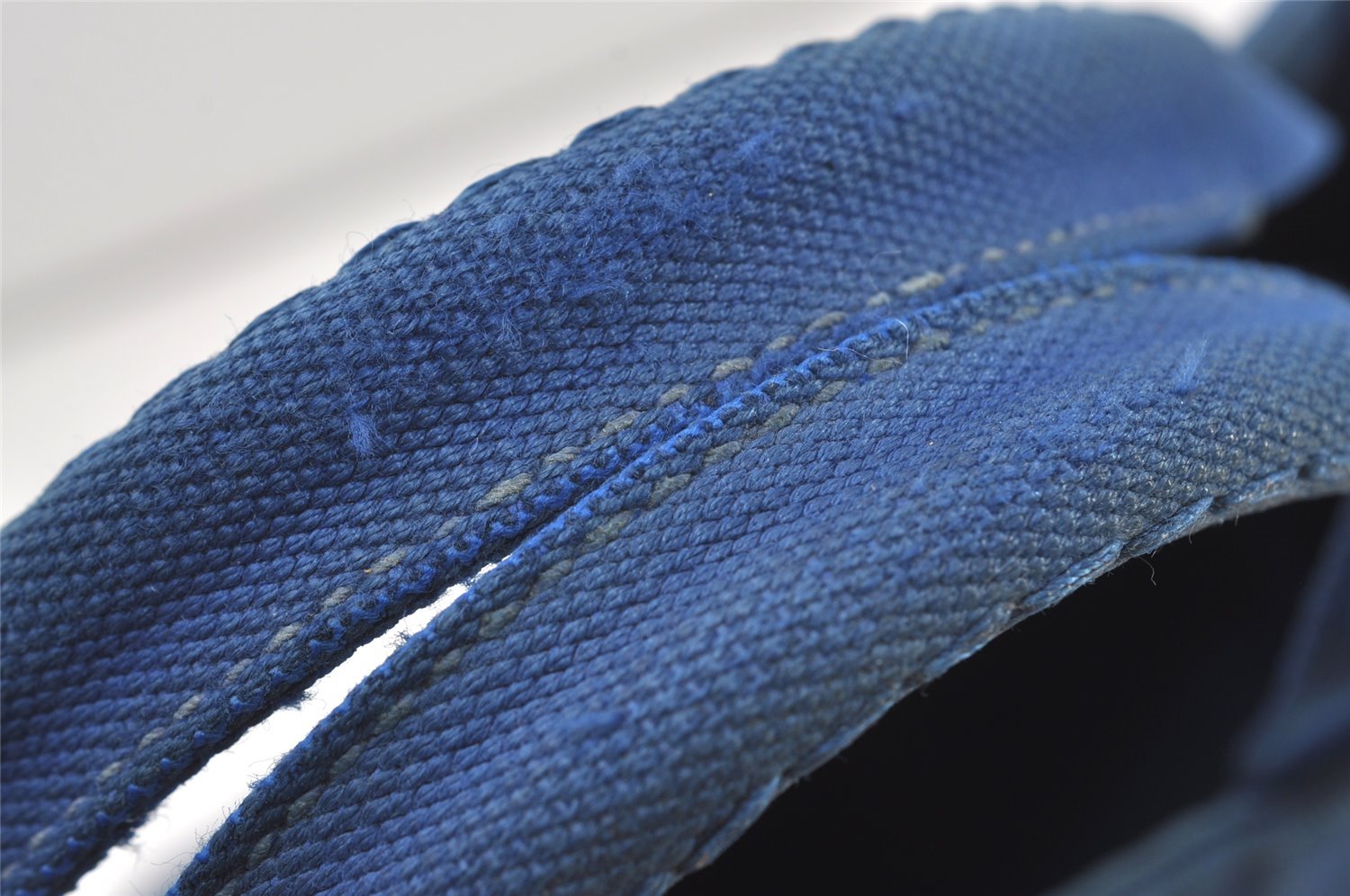 Authentic PRADA Vintage Canapa SS Canvas Tote Hand Bag Purse Blue 0462J