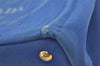 Authentic PRADA Vintage Canapa SS Canvas Tote Hand Bag Purse Blue 0462J