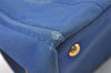 Authentic PRADA Vintage Canapa SS Canvas Tote Hand Bag Purse Blue 0462J