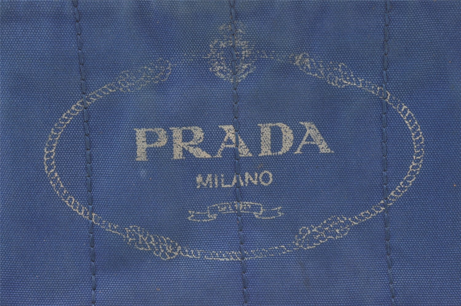 Authentic PRADA Vintage Canapa SS Canvas Tote Hand Bag Purse Blue 0462J